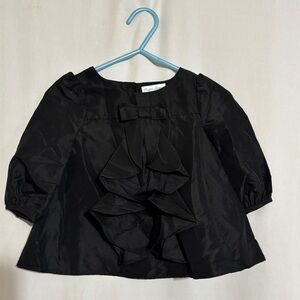 Ralph Lauren Girl’s Black Ruffle Bow Long Sleeve Loose Top  Size 6M